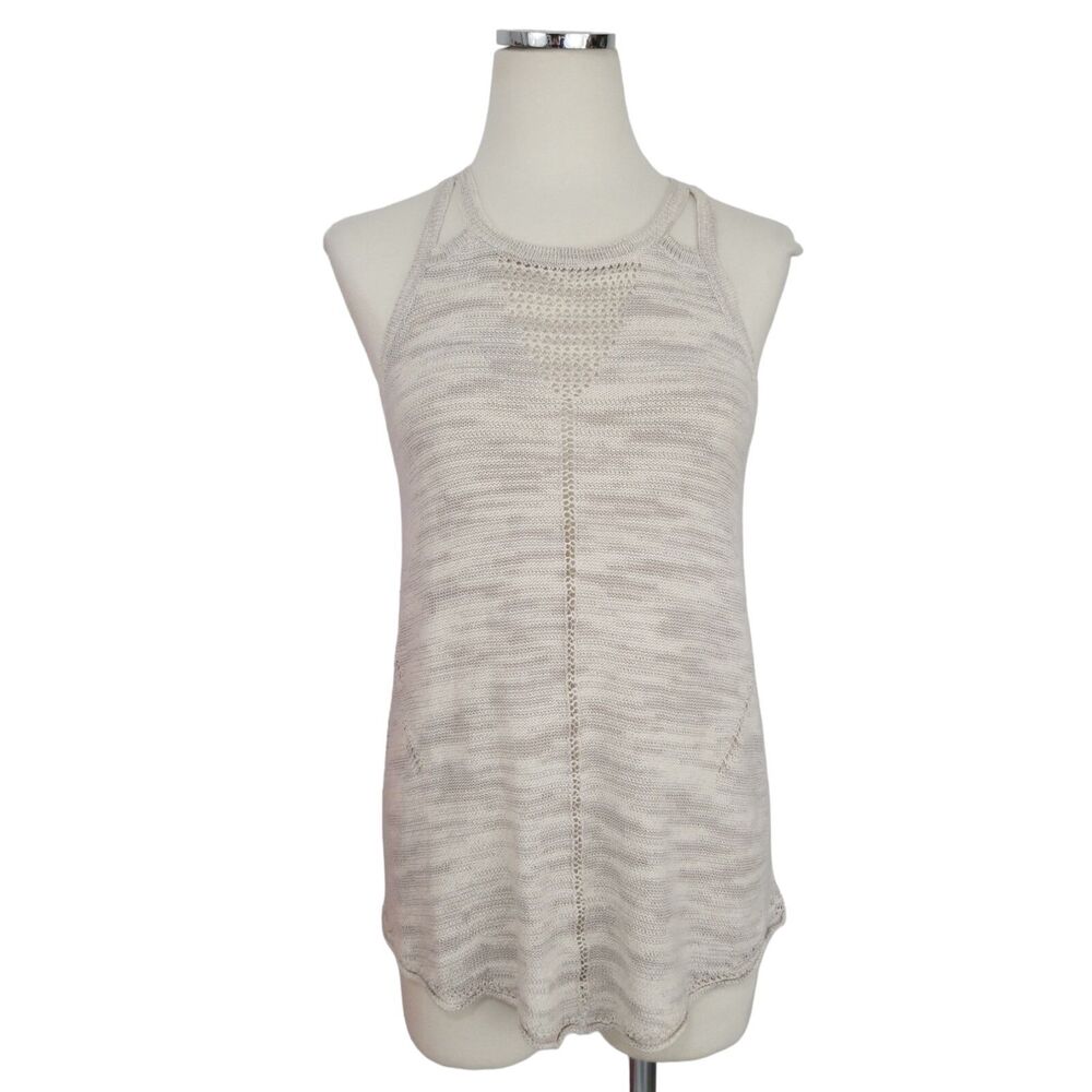 Lucky Brand Knit Halter Tank Top Size Small NWT Marled Neutral Crochet Boho